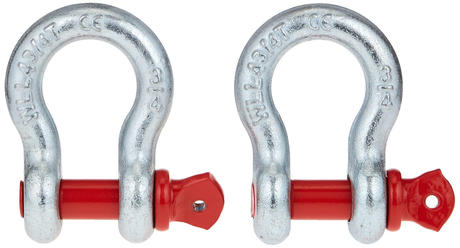 D-Ring Shackle Kit, Silver with Red pin Rugged Ridge, 3/4 inch, Steel, Pair | 11235.01