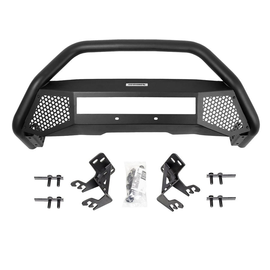 RC4 Bull Bar Go Rhino w/ Hole for 20" Single Row LED Light Bar & Mounting Brackets | Mild Steel, Textured Black | 545660T | Fits 2016 - 2023 Toyota 4Runner