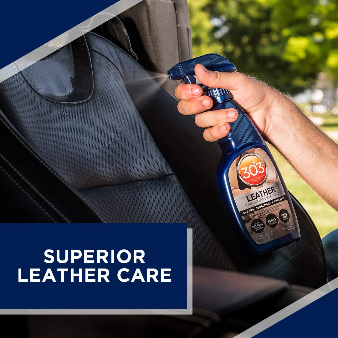 303 Products 3-In-1 Leather Complete Care - Cleans, Conditions, & Protects - Helps Prevent Fading & Cracking - Rinse Free Formula - Repels Dust, Lint, & Staining, 16 fl. oz. (30218CSR) Packaging May Vary