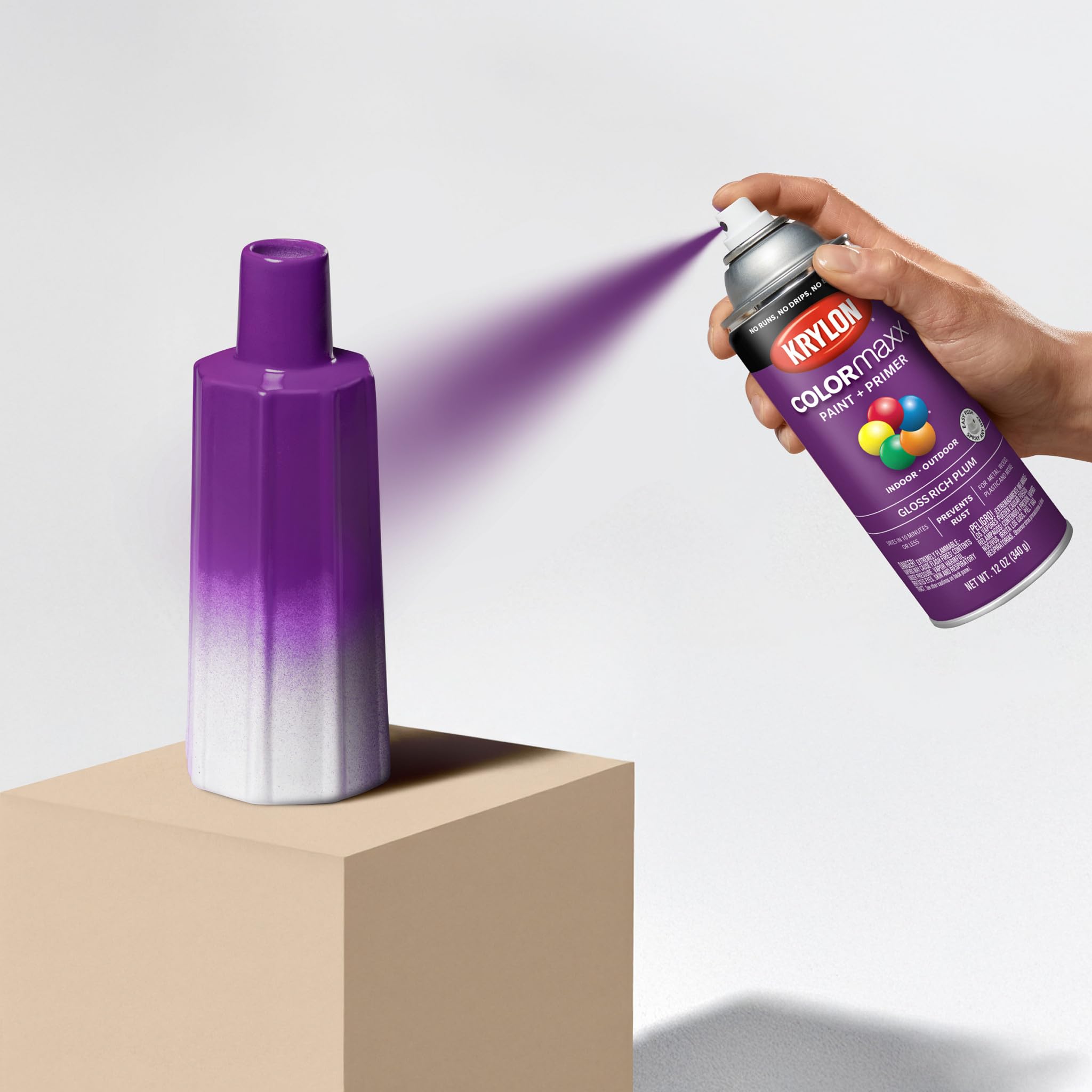 Krylon K05536007 Spray Paint and Primer COLORmaxx for Indoor/Outdoor Use, Gloss Rich Plum , 12 Ounce (Pack of 1)