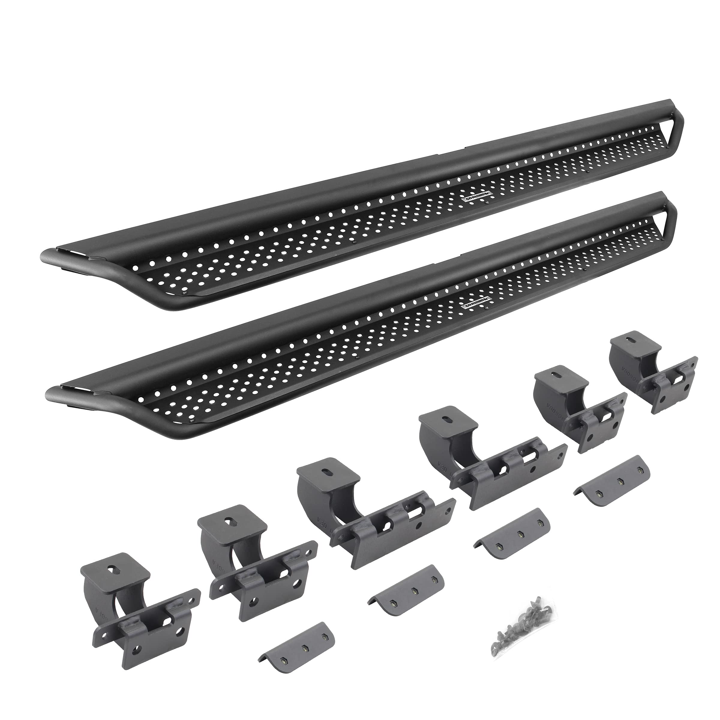 Dominator Xtreme D1 Sidestep & Brackets Go Rhino | Mild Steel, Textured Black | D14129T | Fits 2021-2025 Ford Bronco 2-Door (Excludes Bronco Sport)