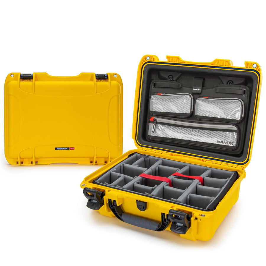 Pro Photo Kit Nanuk 925 – Waterproof Travel Camera Hard Case with Padded Dividers & Lid Organizer, 18.7” x 14.8” x 7”, Dustproof & Impact-Resistant Airline Carry-On Approved – Yellow