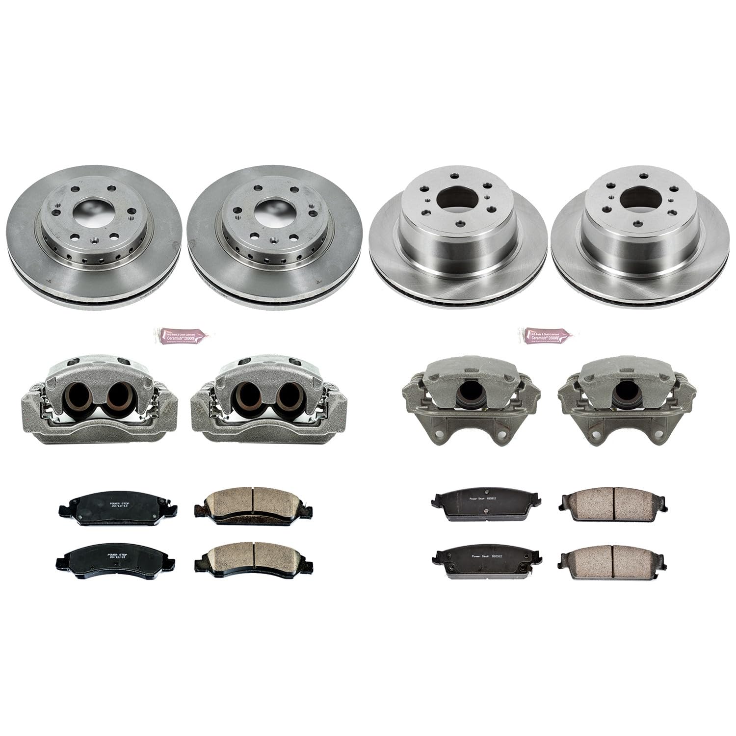 Power Stop KCOE5520 Replacement Autospeciality Front and Rear Caliper Kit- OE Rotors, Ceramic Brake Pads, Calipers For Chevrolet Tahoe 2008-2014 [Model Specific]