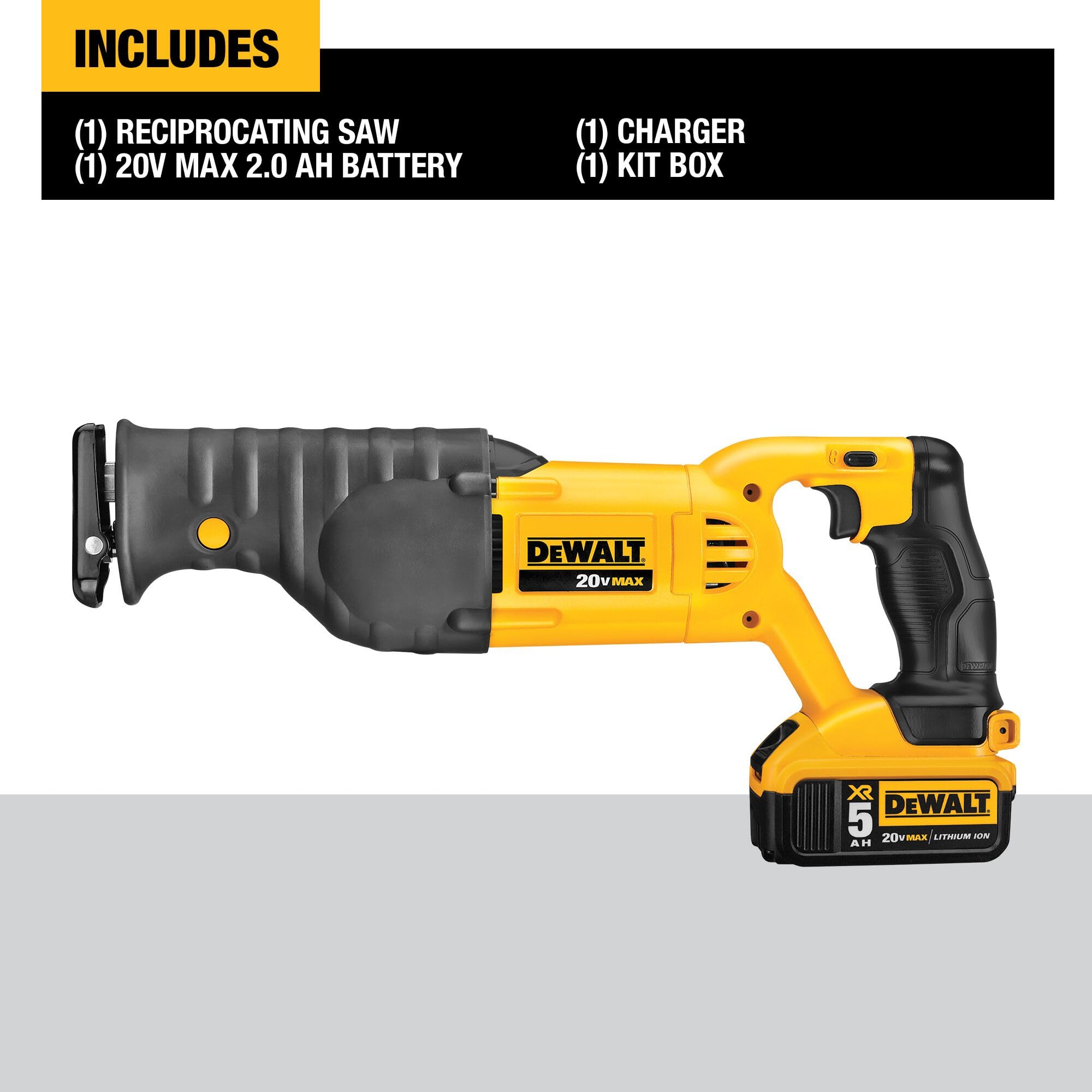 Cordless DEWALT 20V MAX* Reciprocating Saw, Battery and Charger Included (DCS380P1)