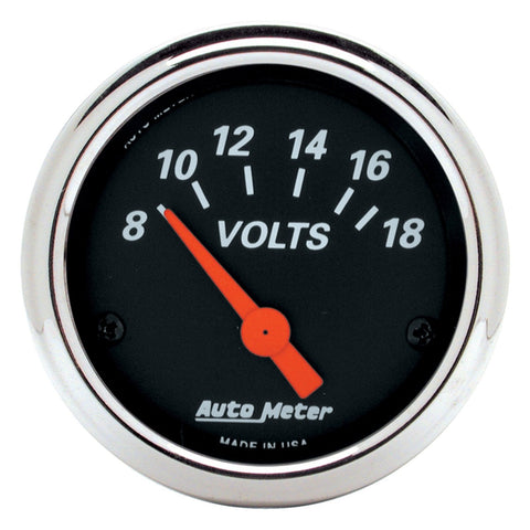 AUTO METER Voltmeter Gauge 1483 Designer Black, 2.3125 in.