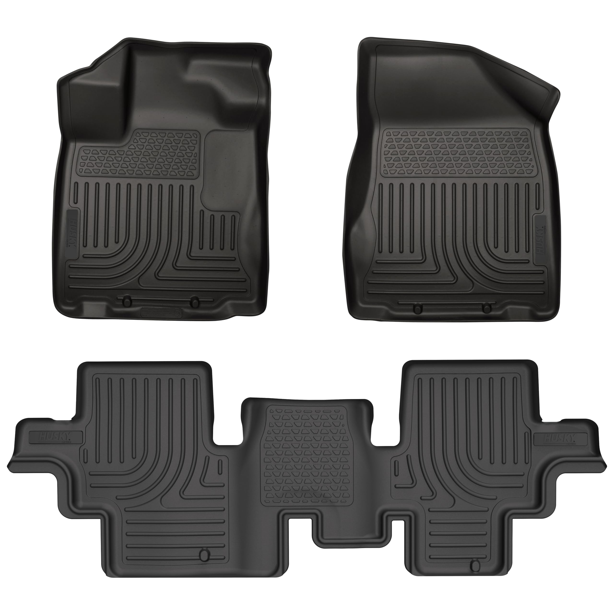 Weatherbeater Husky Liners Floor Mats | Fits 2013-2020 Nissan Pathfinder | Front & 2nd Row, 3-pc Black - 93791