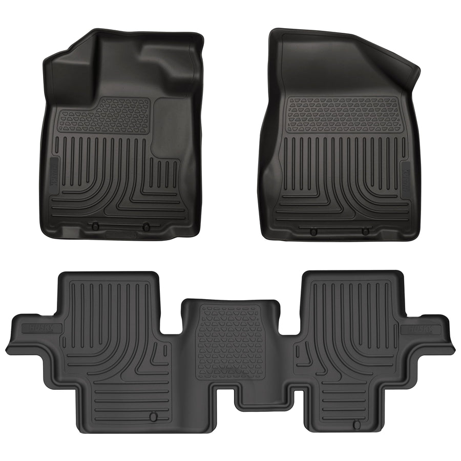 Weatherbeater Husky Liners Floor Mats | Fits 2013-2020 Nissan Pathfinder | Front & 2nd Row, 3-pc Black - 93791