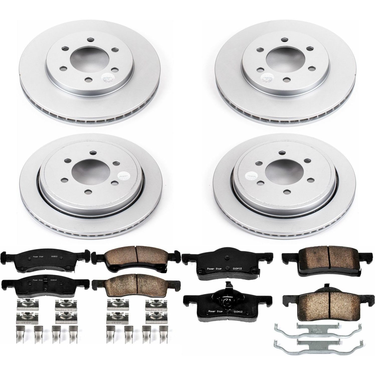 Power Stop Coated Brake Rotor & Ceramic Brake Pads- front & rear For Ford Expedition 2002-2006, Lincoln Navigator 2003-2006 [Model Specific]
