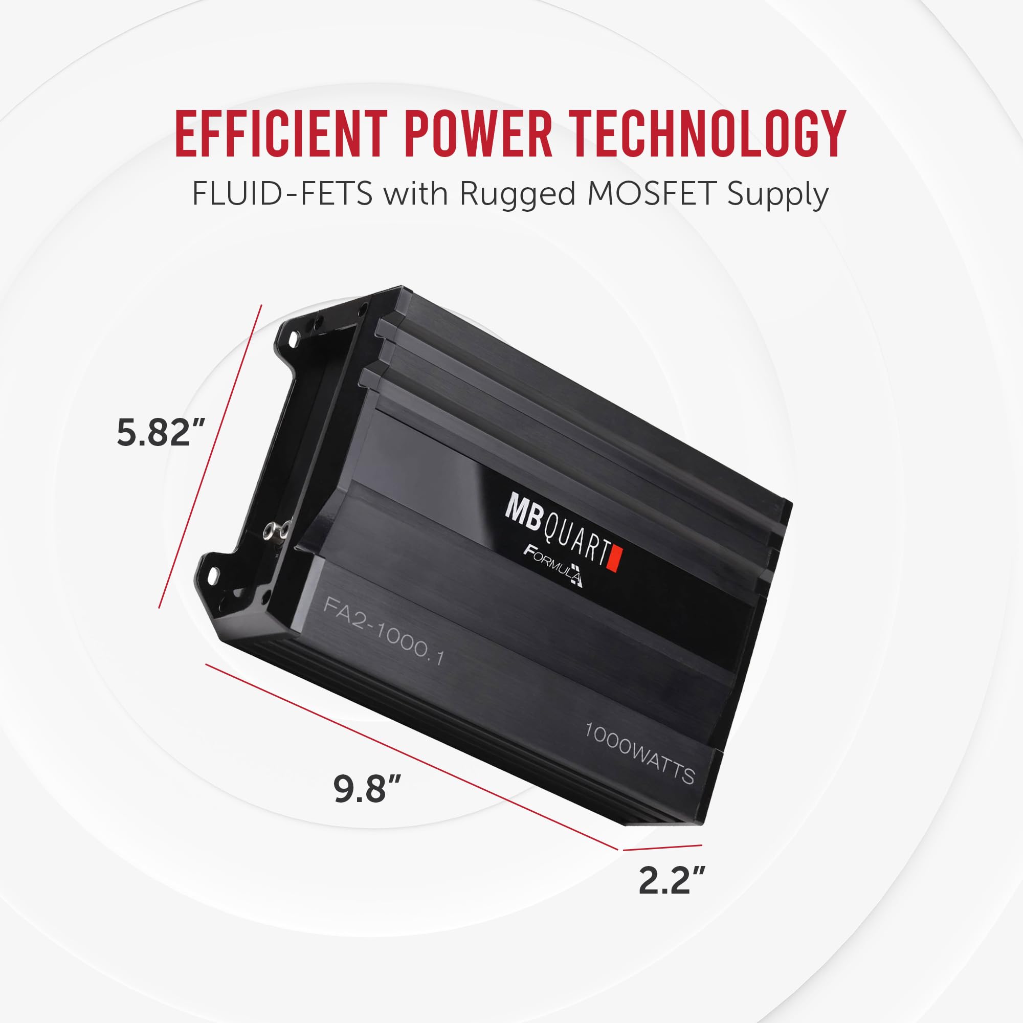 1,000 Watt MB Quart Formula Mono Full Range Class Q1 Car Audio Mobile Amplifier with Bass Remote, FA2-1000.1, Black