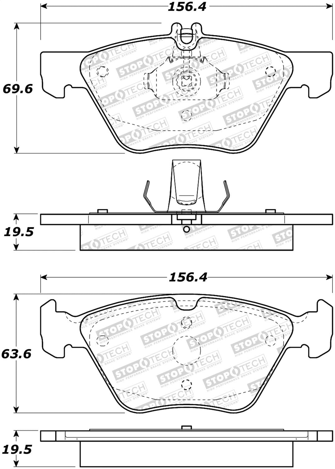Front StopTech 308.07400 Brake Pads with Shims and Hardware Street