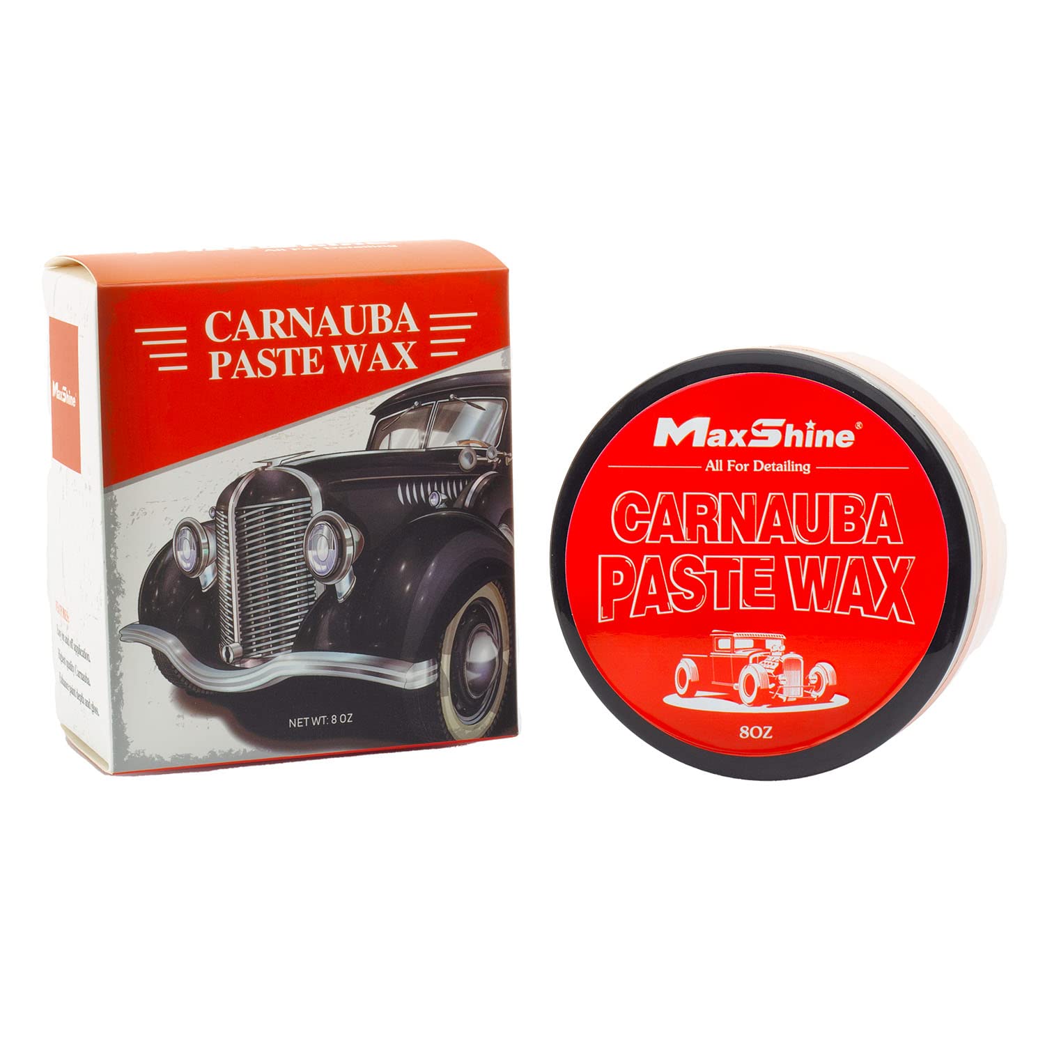 Carnauba Paste Wax Maxshine (8oz) - Premium-Quality Wax for Professional Detailing - Easy Application on Cars, RVs, Boats, Motorcycles - Delivers a Deeper, Wetter, Brighter Shine That Lasts for Months