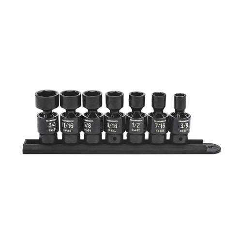 7 Pc. GEARWRENCH 3/8" Drive X-Core™ 6 Pt. Pinless Universal Impact Socket Set, SAE - 84974