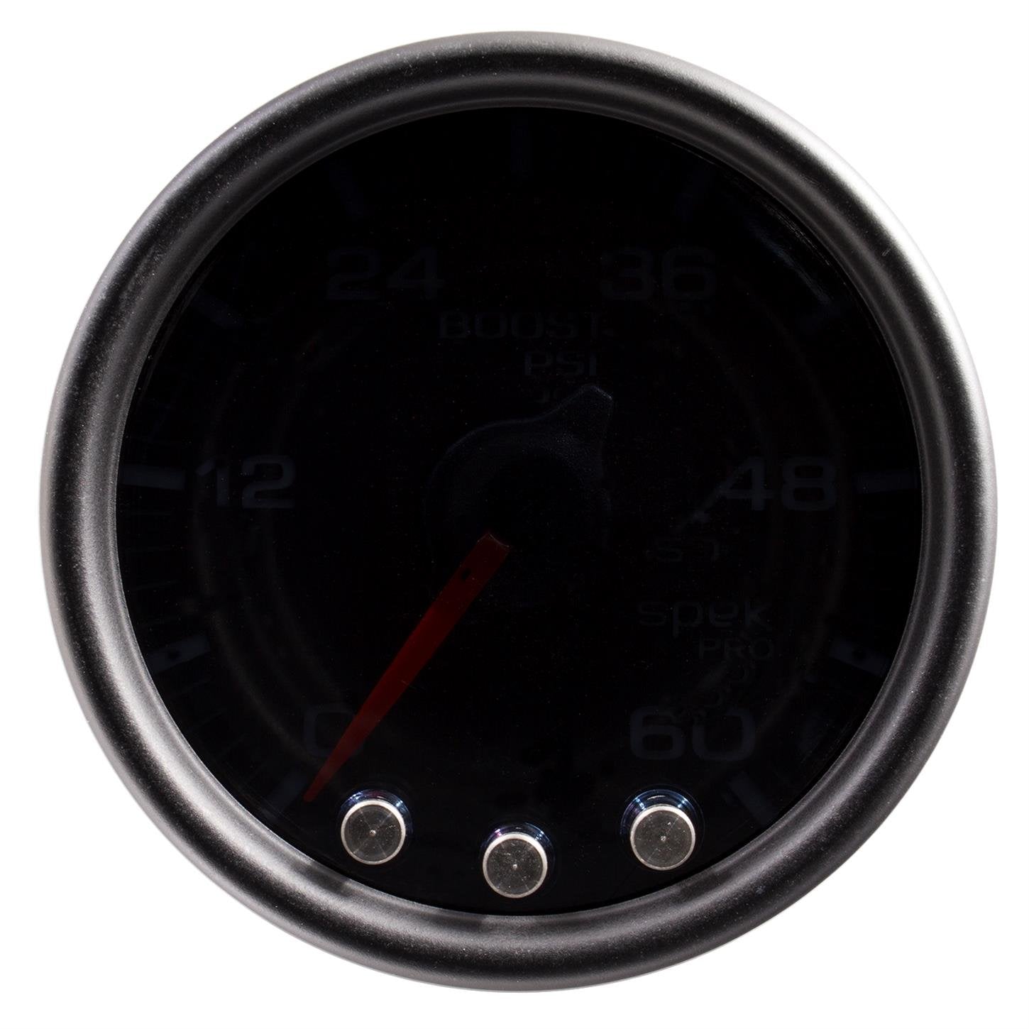 AutoMeter P30452 Boost Gauge (Spek-Pro 2 1/16", 60Psi, Stepper Motorwith Peak & Warn, Blk/Smoke/Black, Spek-Pro)