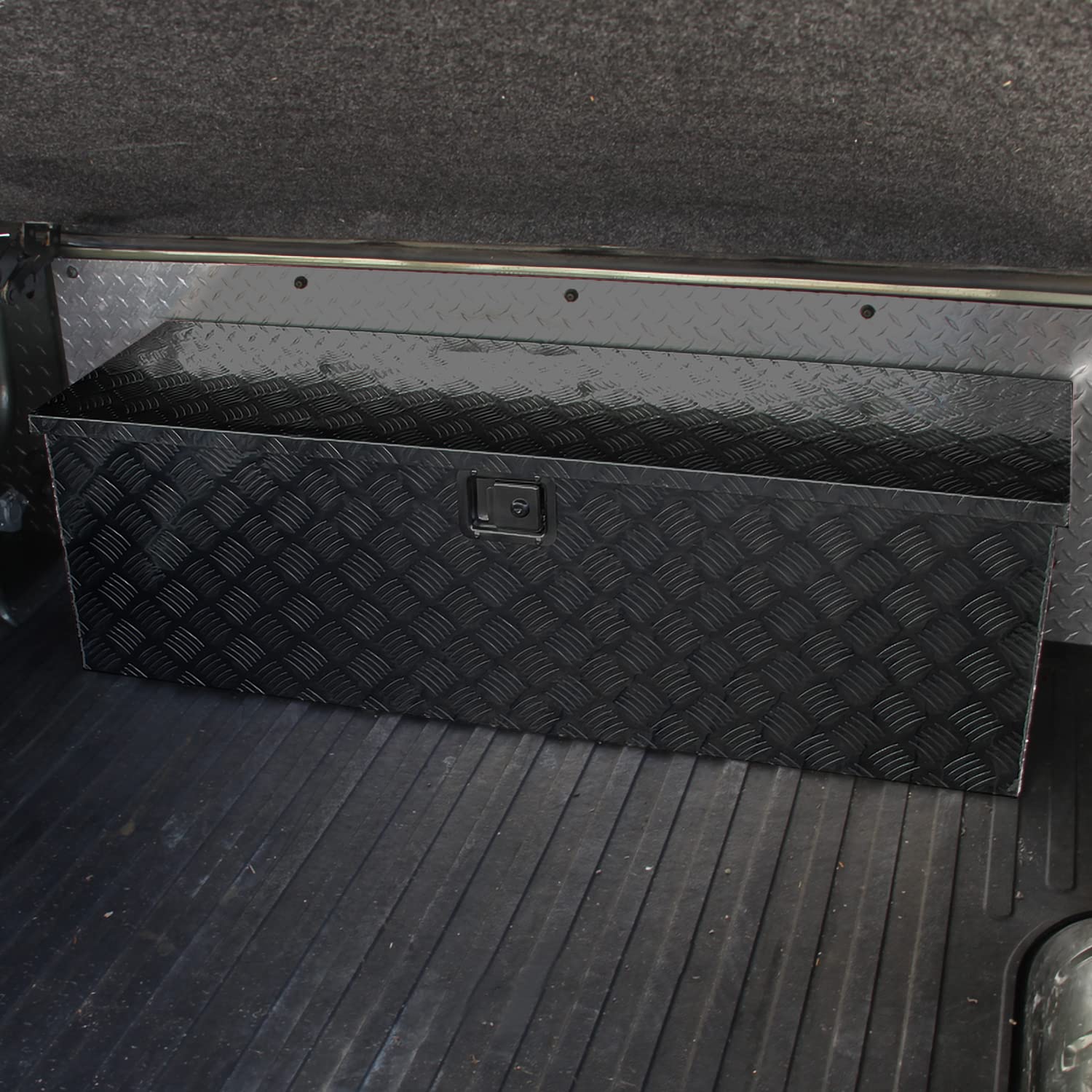 Heavy Duty Aluminum Tool Box SPEC-D TUNING 44"x15"x15" Black Truck Utility Chest Storage with Lock & Key For Pickup Truck Bed, RV Trailer
