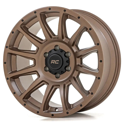 90 Series Rough Country 18x9 Off-Road Wheels for Trucks, Bronze Finish with Black Accent Bolts, One Piece Aluminum, Multi-Spoke Design Truck Rims (18 x 9 in, 5 x 5.0 in, -12 mm Offset)