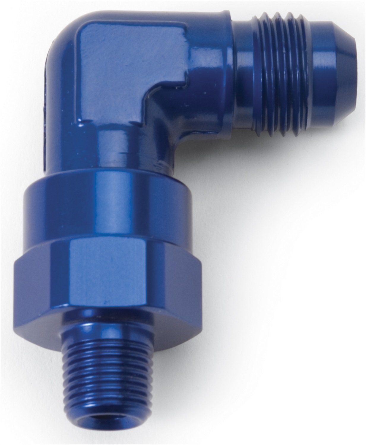 90 Degree Edelbrock/Russell Male AN to Male Swivel NPT Adapter Fitting