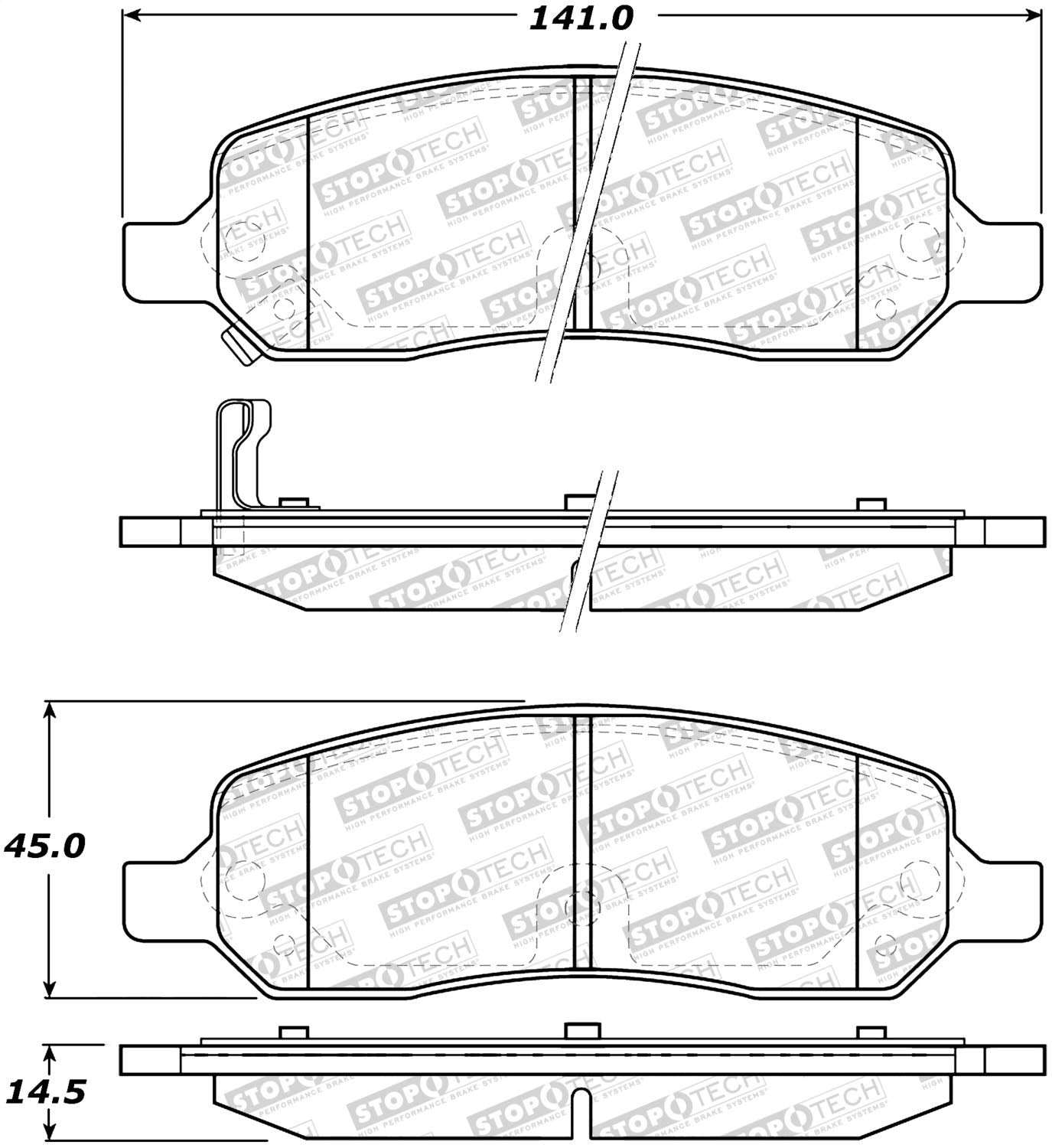 Rear StopTech 308.11720 Brake Pads with Shims and Hardware