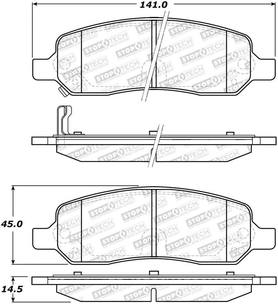 Rear StopTech 308.11720 Brake Pads with Shims and Hardware