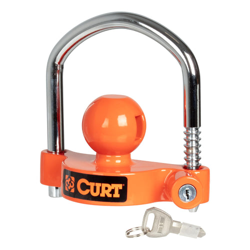 CURT 23090 Trailer Coupler Lock Universal, Bright Orange, Fits Couplers with 1-7/8", 2" or 2-5/16" Ball Diameter