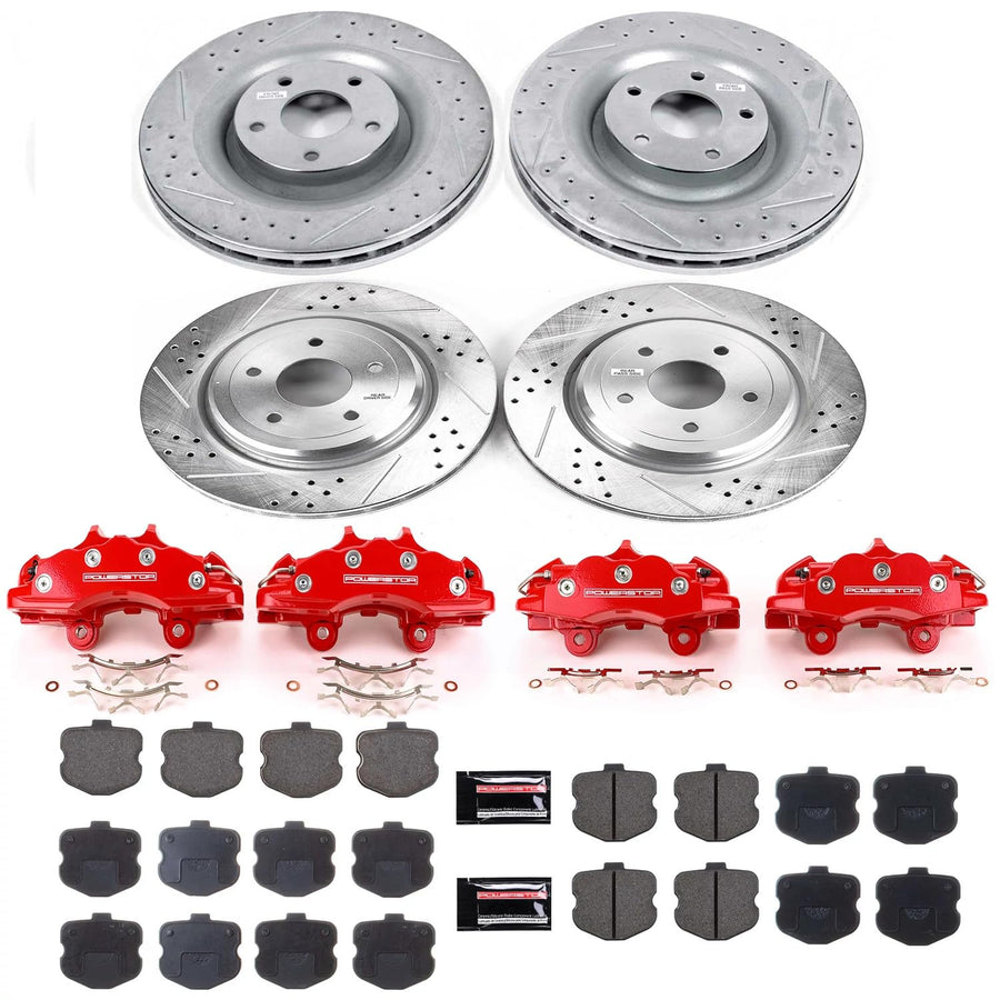 Power Stop Z23 KC1445 Front and Rear Brake Caliper Kit-Drilled/Slotted Brake Rotor, Brake Pads & Calipers For Chevrolet Corvette 2006-2013 [Model Specific]
