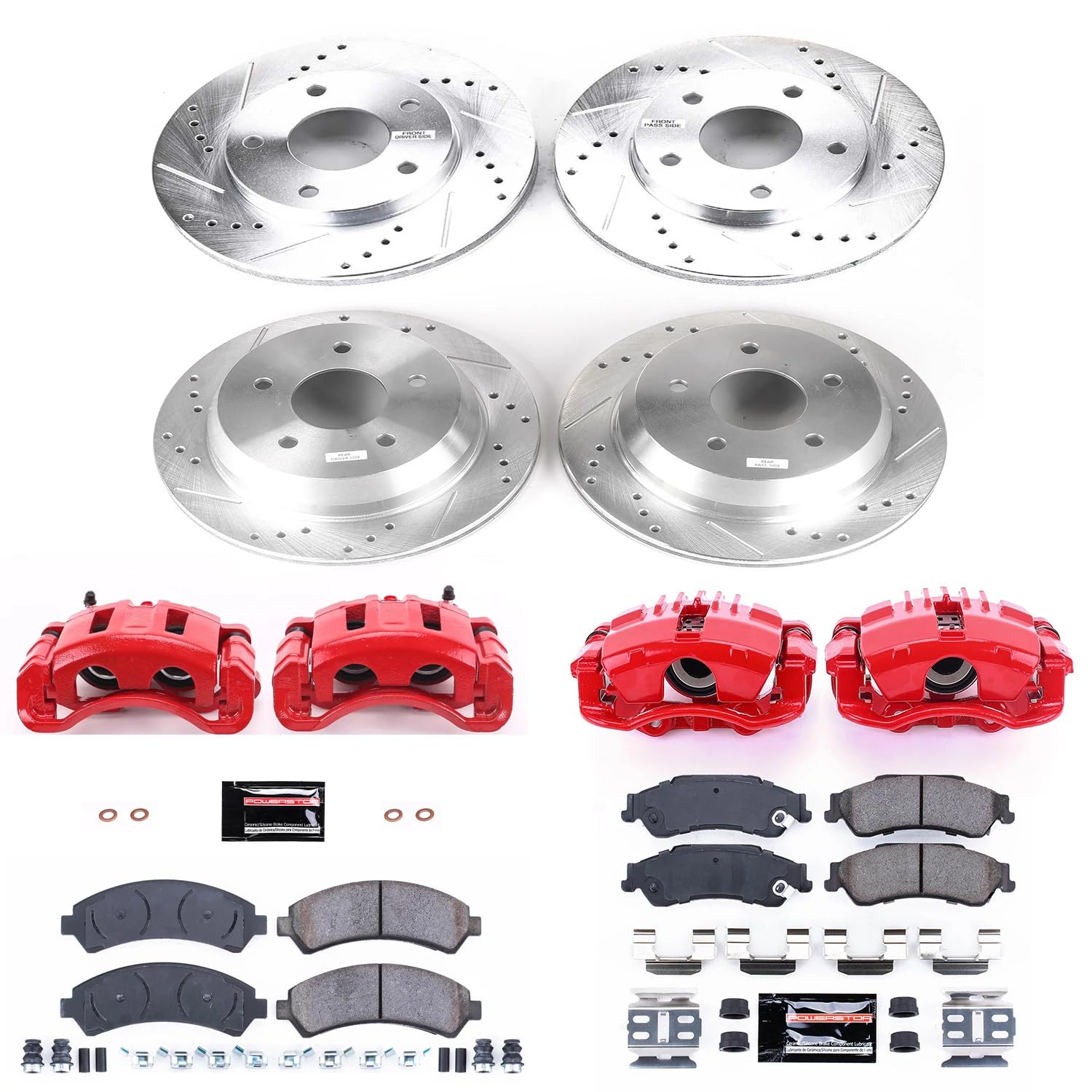 Power Stop Z23 Evolution KC2006 Front and Rear Brake Caliper Kit- Brake Rotors, Brake Pads, Brake Calipers For Chevrolet Blazer 1998-2005, GMC Jimmy 1998-2001 [Model Specific]