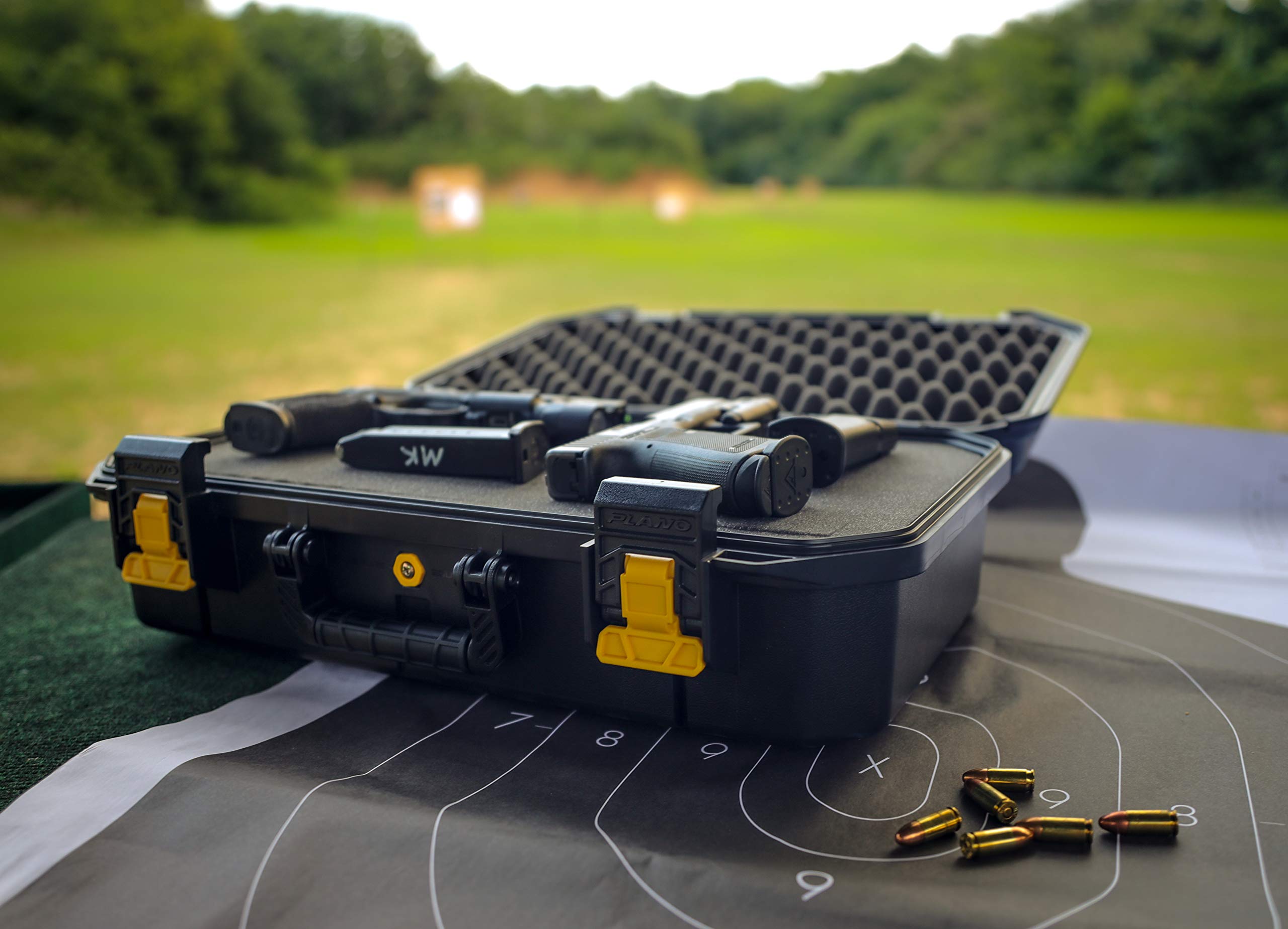 Plano Four All-Weather Pistol Case Watertight & Dust-Proof Gun Case for Two Pistols; High Density Pluck Foam, Black; Continuous Dri-Loc Seal