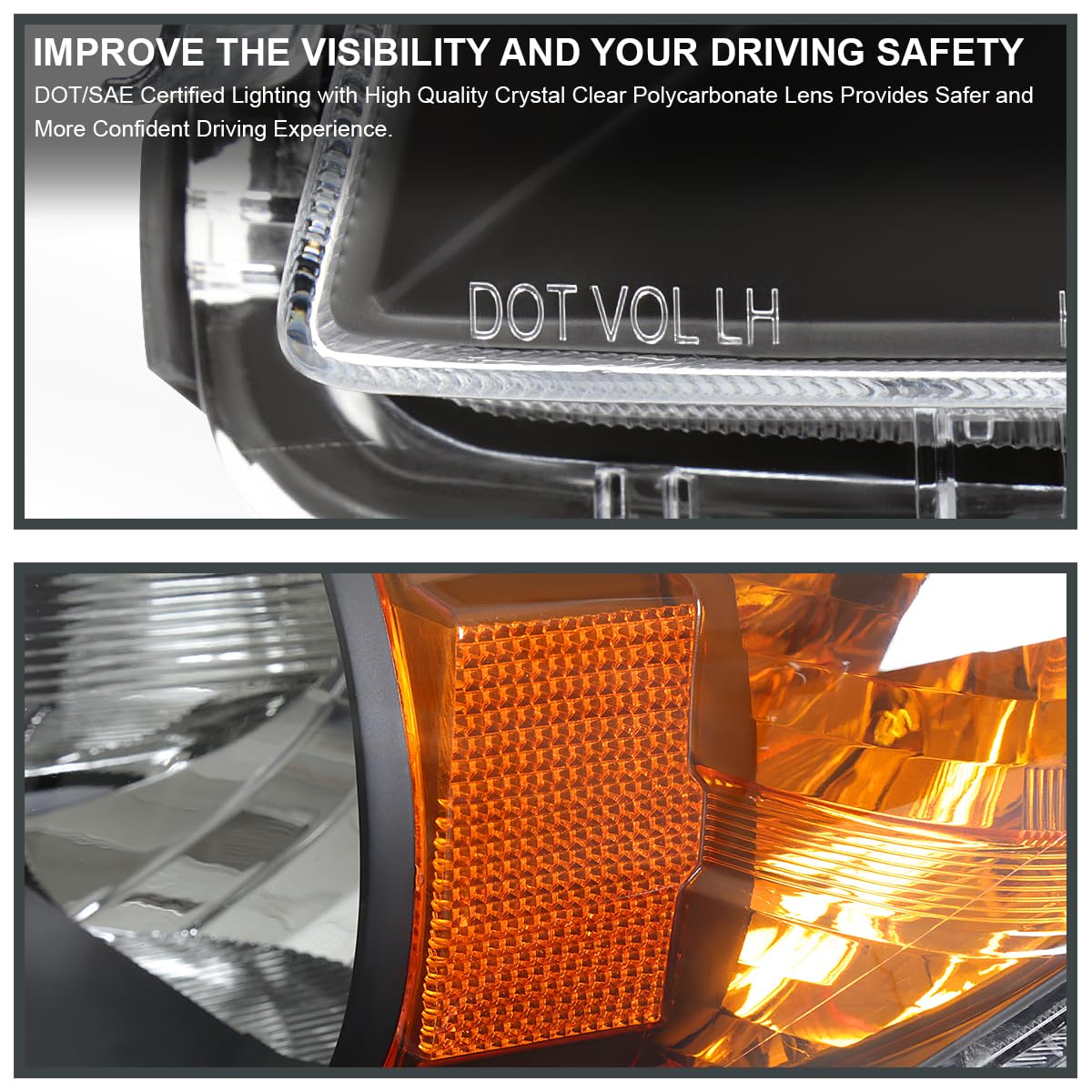 Black Headlights SPEC-D TUNING Compatible with 2006-2008 Toyota RAV4, Left + Right Pair Headlamps Assembly