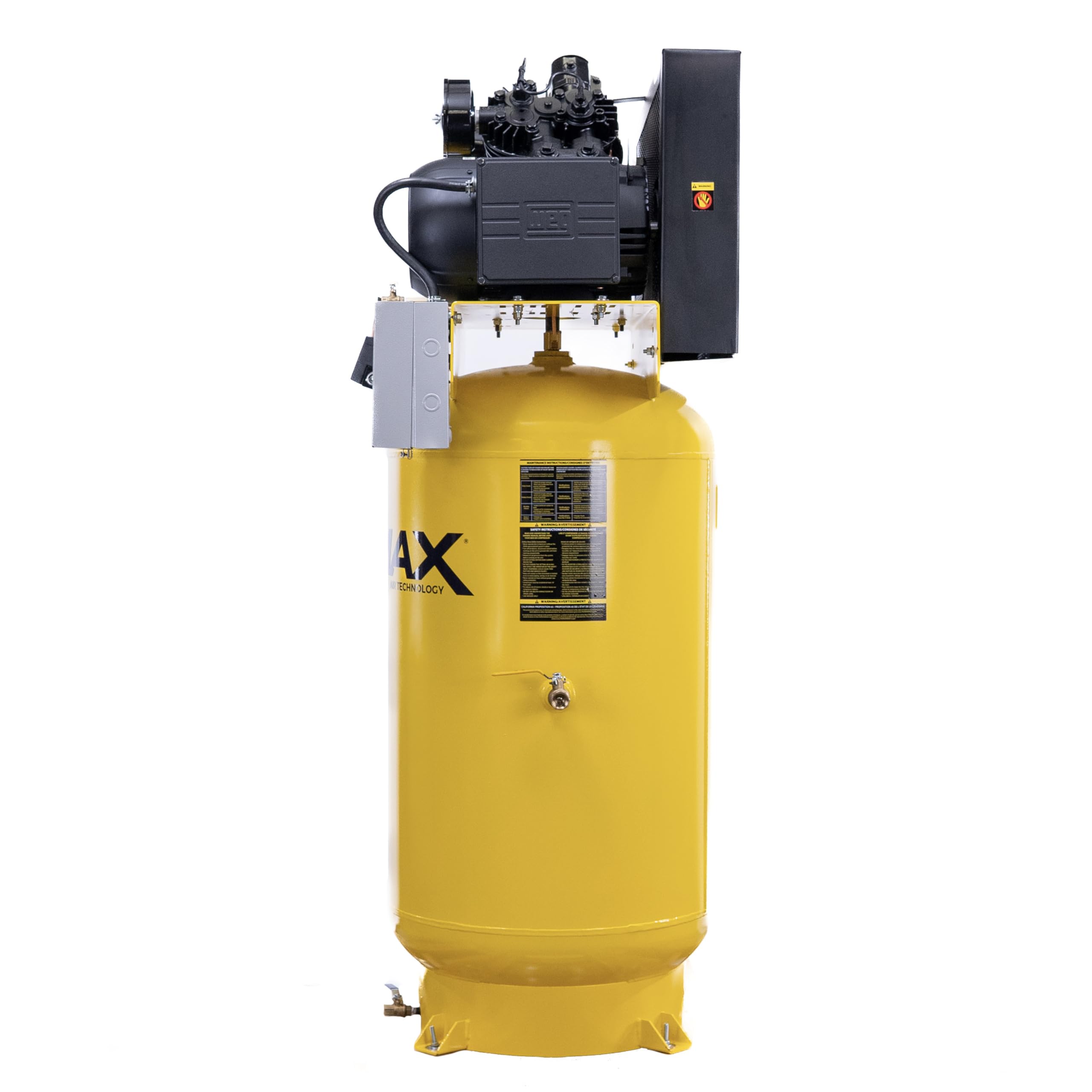 EMAX E350 Air Compressor Stationary - 10 HP 80 Gal 2 Stage Single Phase Industrial Compressor with Pressure Lubricated Pump and Super Quiet System - Made in the USA - EI10V080V1