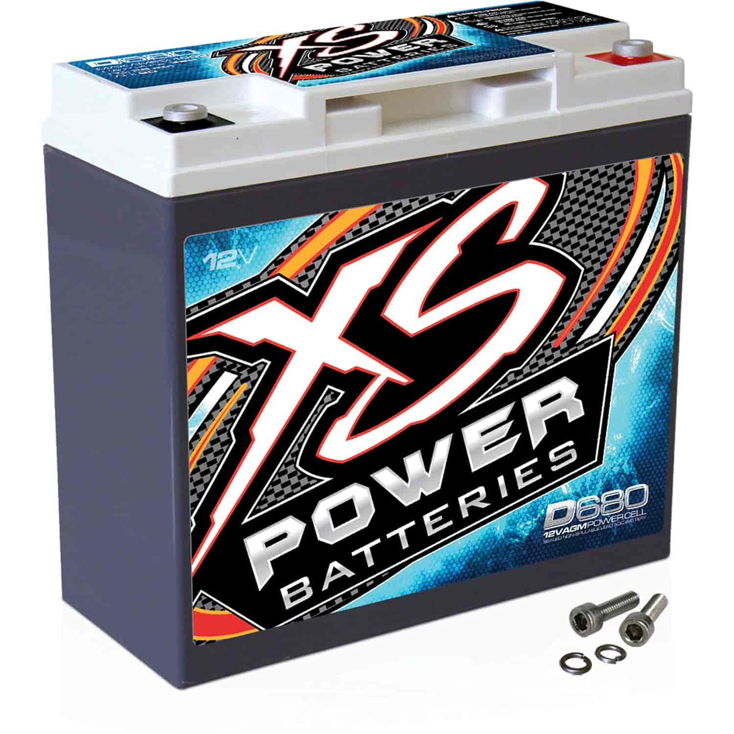 1000 Amp AGM Battery XS Power D680 with M6 Terminal Hardware - 12 Volt 20Ah 370CA Deep Cycle AGM Powercell for Car Audio Systems and Performance Cars