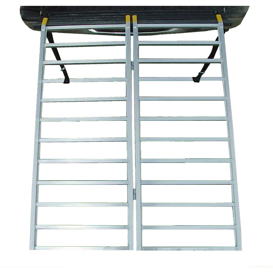 AN ALUMINUM BIFOLD LOADING RAMP IS THIS. LOAD CAPACITY IS 1250 LBS LL46717