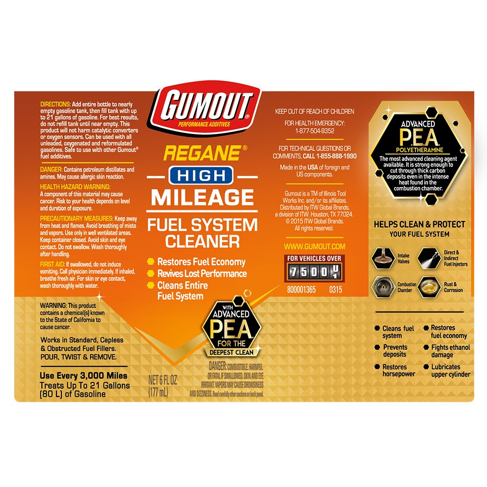 Gumout 510023 High Mileage Regane Fuel System Cleaner, 6. Fluid_Ounces