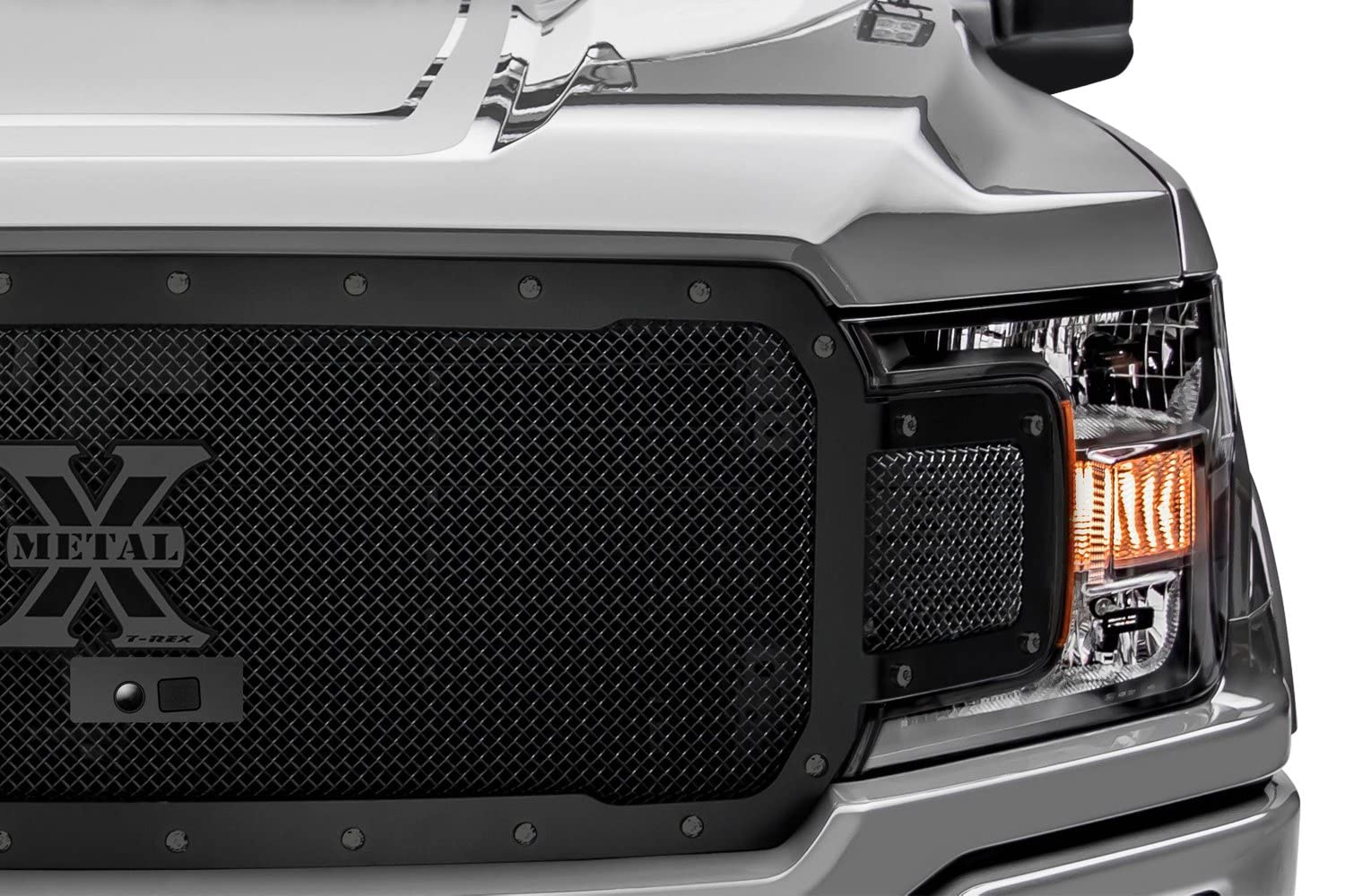F-150 2018-2020 Stealth X-Metal Grille, Black, 1 Pc, Replacement, Black Studs, Fits Vehicles with Camera - PN #6715791-BR