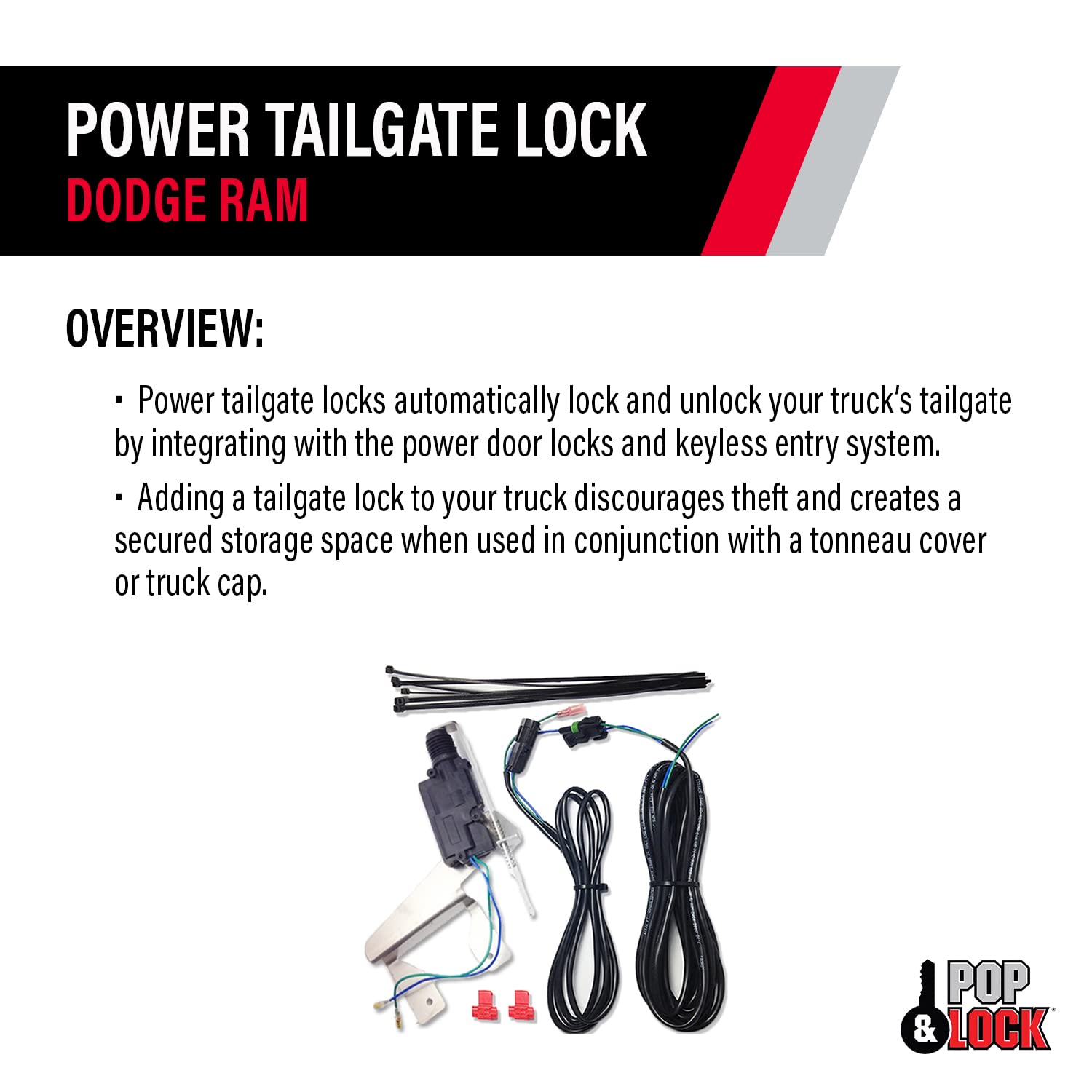 Power Tailgate Lock – Pop & Lock for Dodge Ram 1500 Fits Models 2010 to 2015, Dodge Ram2500 & Dodge Ram 3500 Fits Models 2010 to 2015 (PL8350)