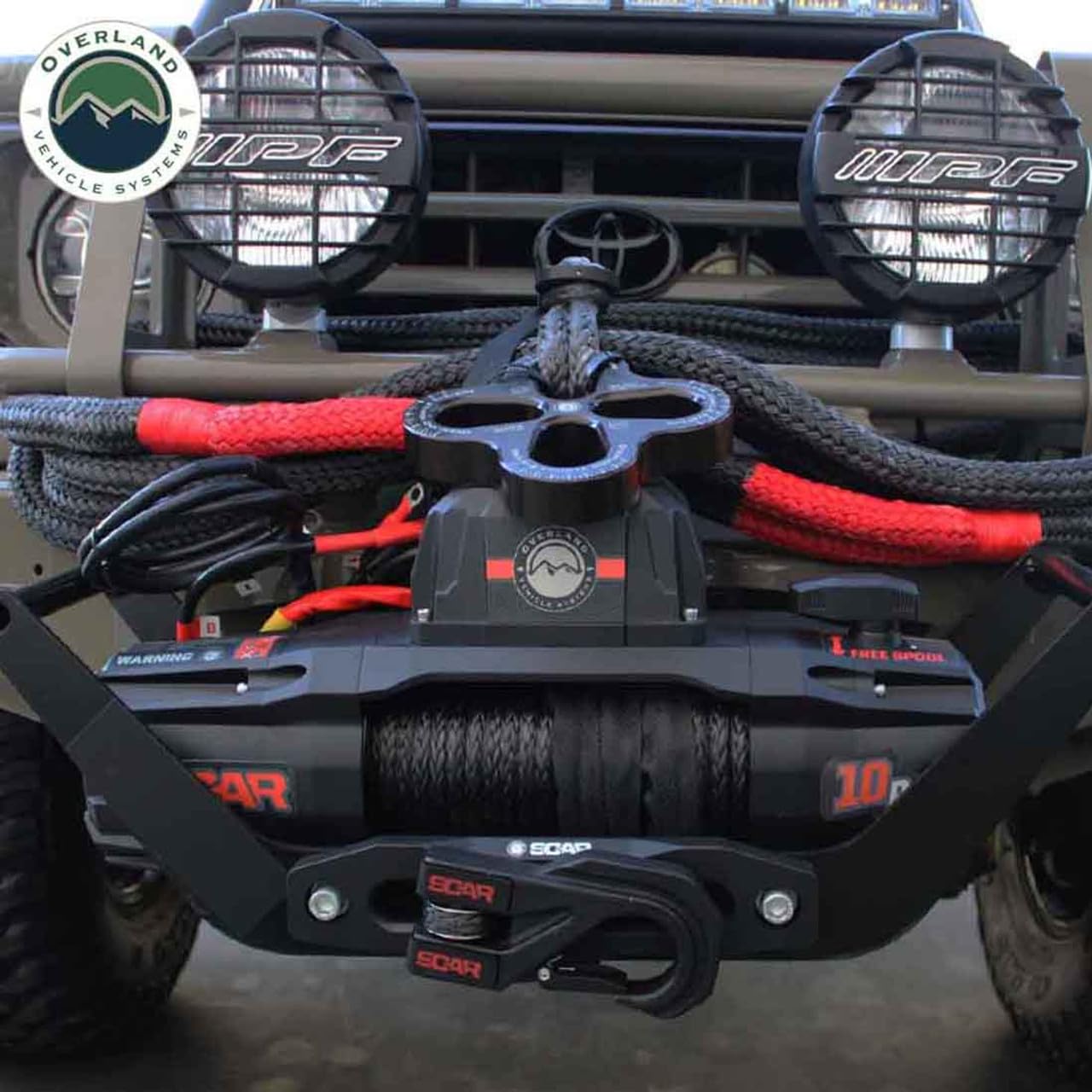 Scar Off Road Overland Vehicle Systems 19099901 12V Electric Winch with Synthetic Rope & Wireless Remote - 10,000 lb Pulling Capacity - Waterproof IP68 Rated - Perfect for Off-Road Recovery