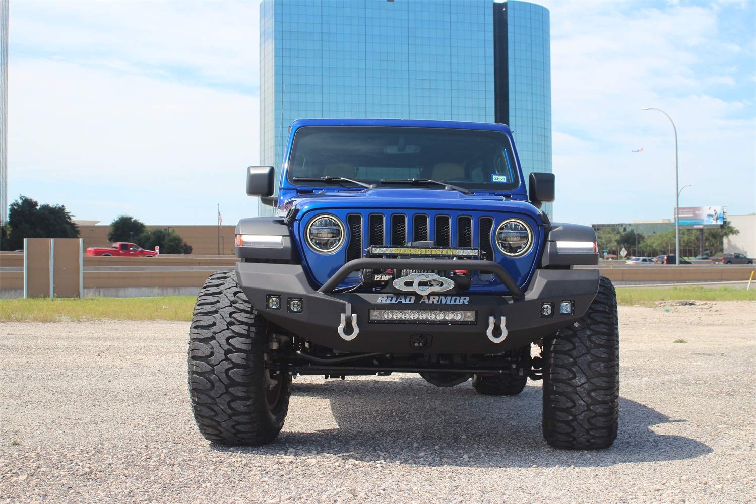 Stealth Road Armor 5183F3B Front Full Width Winch Bumper Sheet Metal Pre-Runner Guard | Rubicon Only - Texture Black - Compatible with: 2018-2025 Jeep JL JLU JT