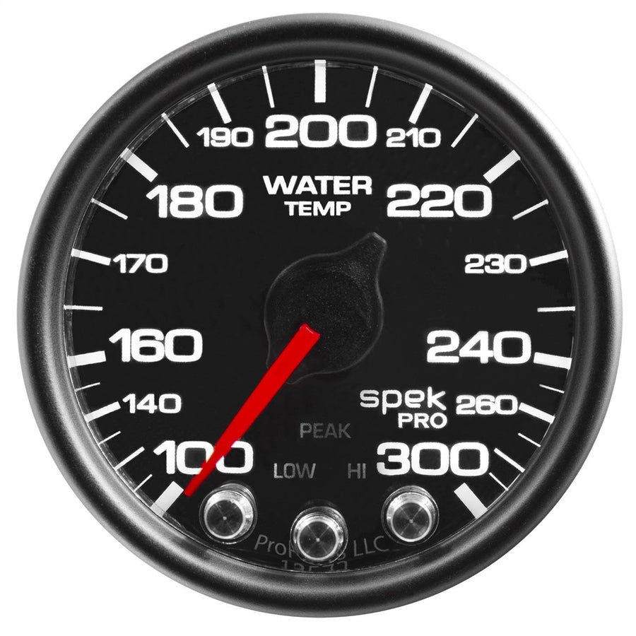 Gauge AUTO METER P34632 Water Temp (Spek-Pro 2 1/16", 300ºf, Stepper Motorwith Peak & Warn, Blk/Blk, Spek-Pro)
