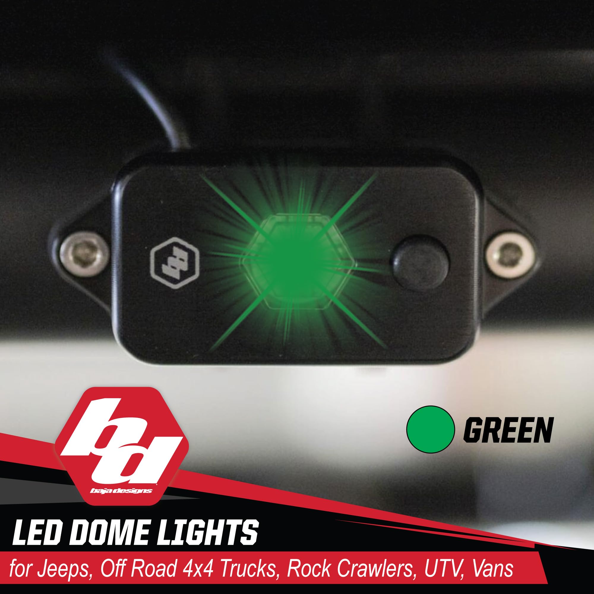 LED Dome Light Baja Designs with Switch (Green)