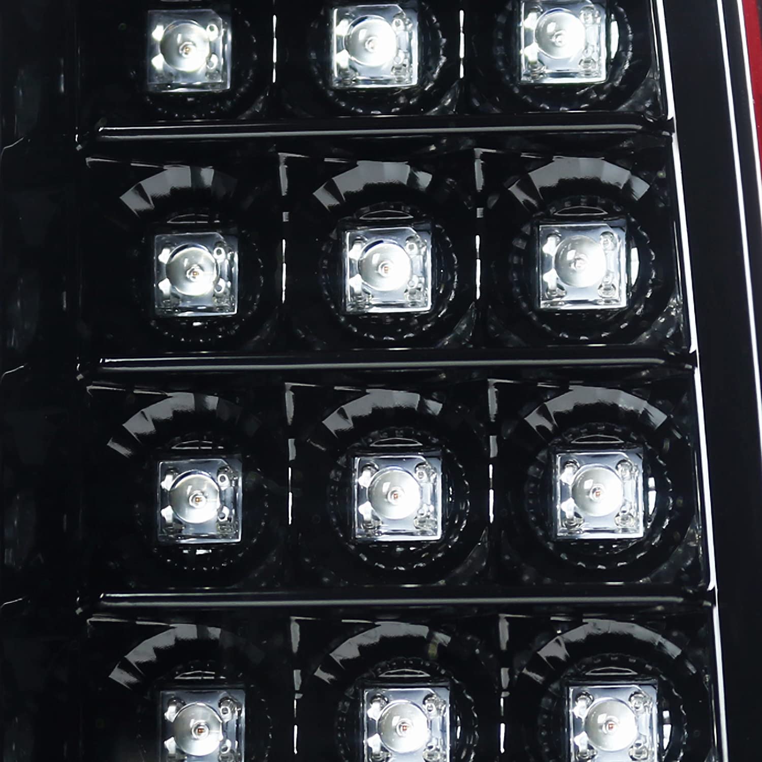 Jet Black Housing Spec-D Tuning Red LED Bar Tail Lights Compatible with 2014-2018 GMC Sierra 1500, 2014-2018 GMC Sierra 2500HD, 2014-2018 GMC Sierra 3500HD, Left + Right Pair Assembly