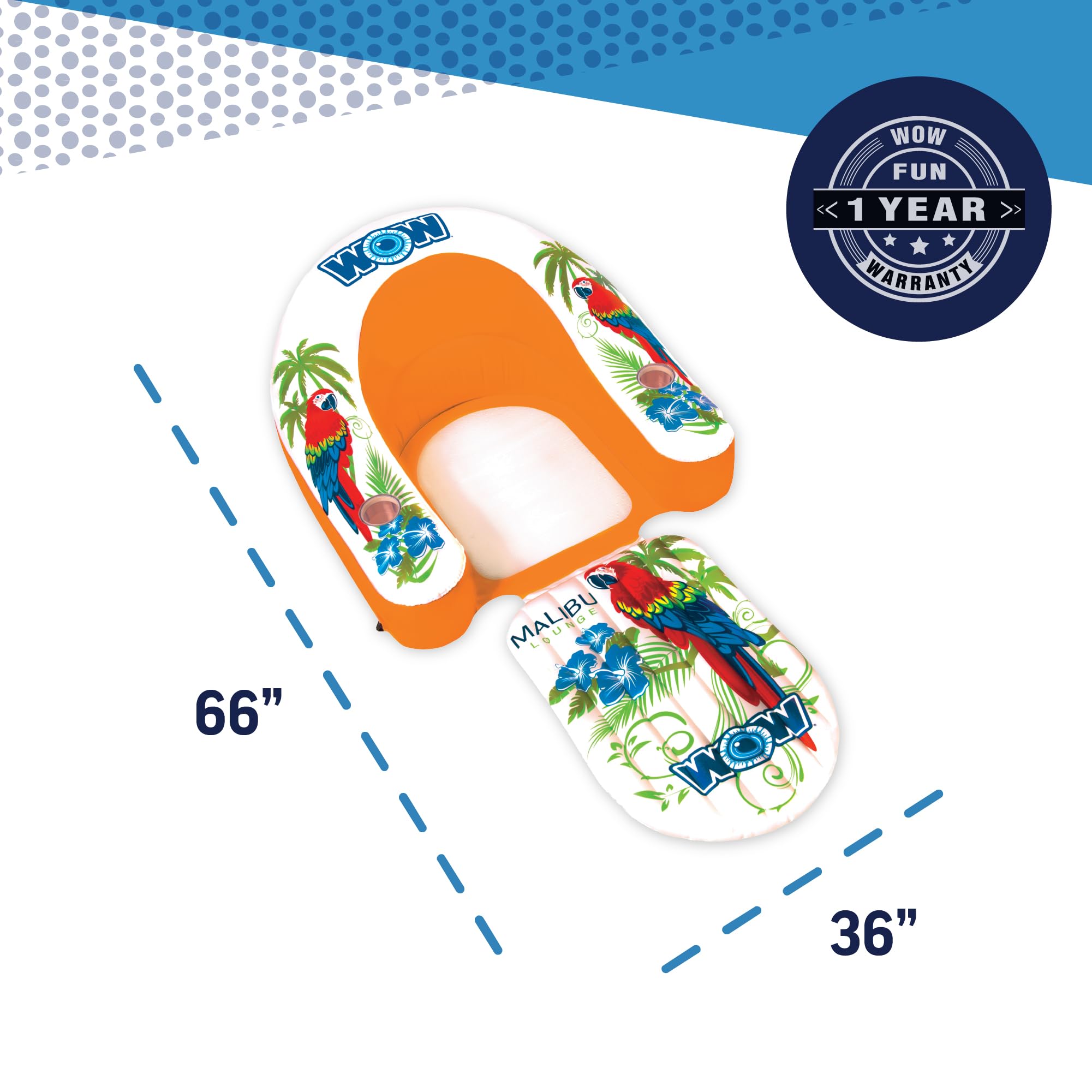 Inflatable Pool Lounge Chair - WOW Sports - Erganomic Shape For Cool Comfort & Ultimate Relaxation - Inflatable Pool Float