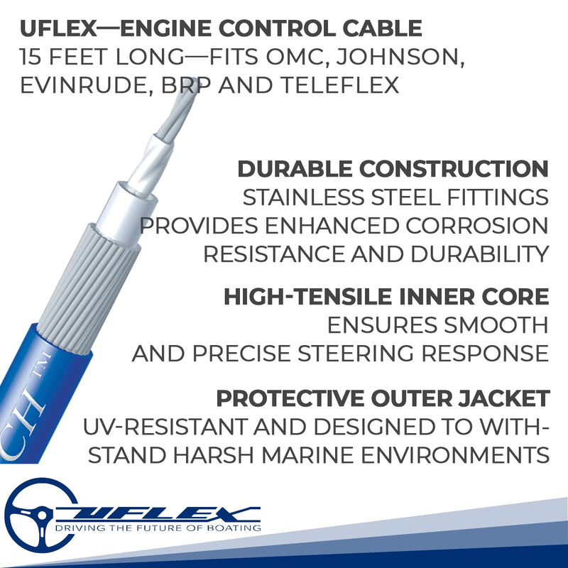 MACH14X15 Uflex 15' Omc Control Cable Mach 14