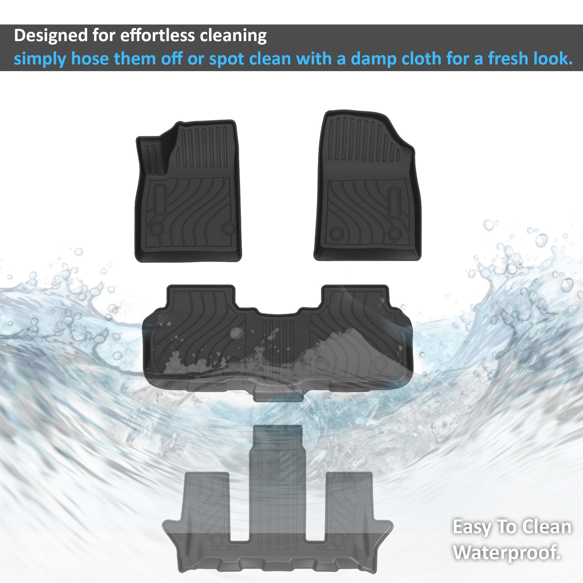 TOTALINER Black Horse Heavy Duty Floor Mat Anti-Skid Black 1.37'' Thickness Compatible with 2017-2023 GMC Acadia-FMGAC21
