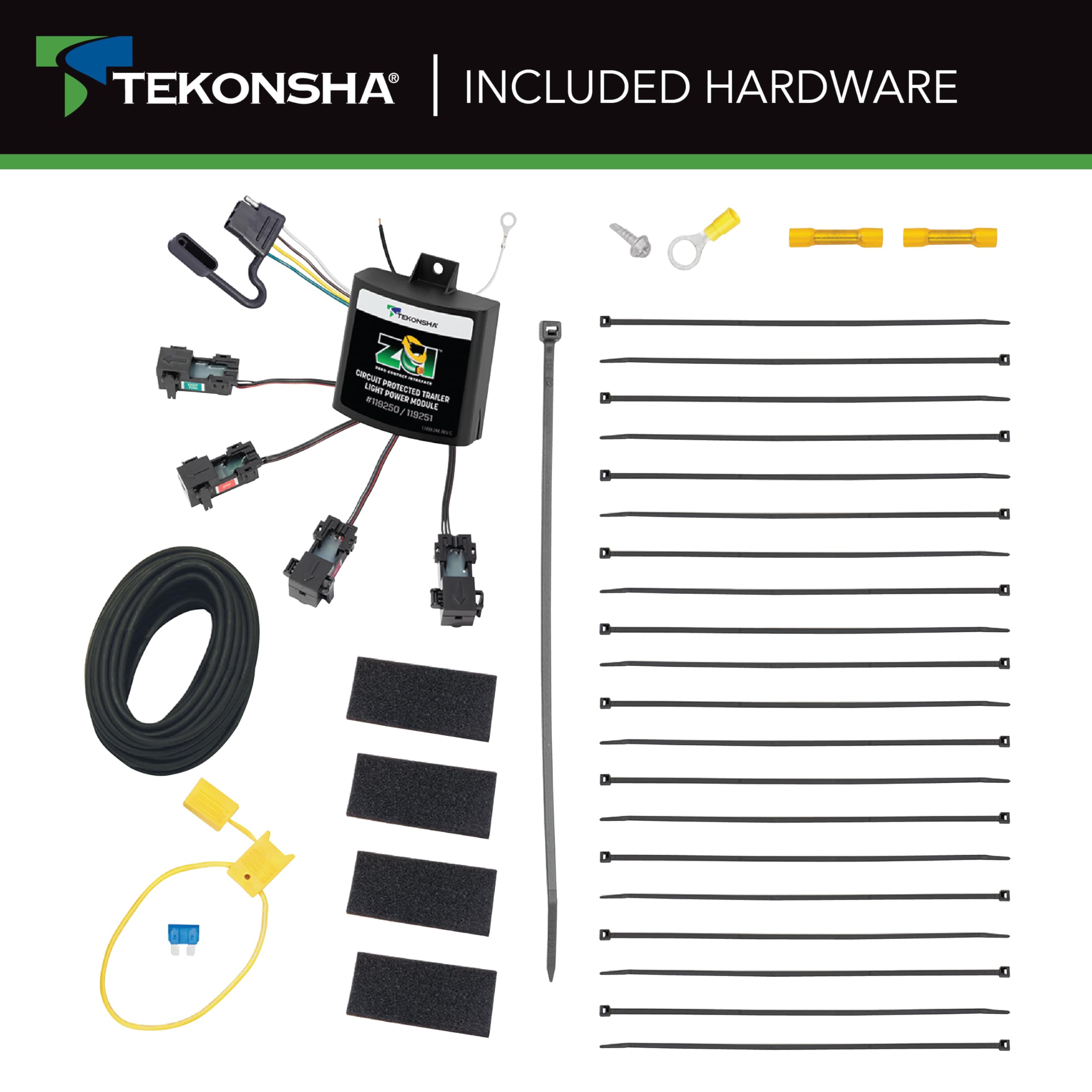 Tekonsha ZCI 119251 Zero Contact Interface Universal ModuLite & Installation Kit, Universal Wiring Harness, Circuit Protected, Works with 2 or 3 Wire Systems, 12-Volt Vehicle Systems Only