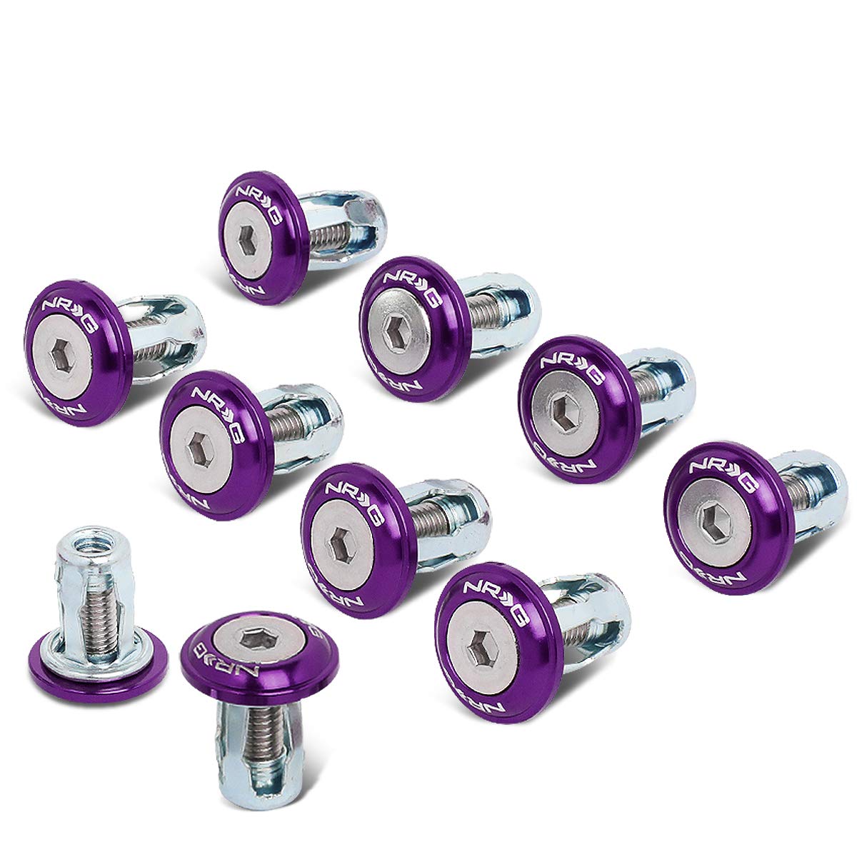 Purple NRG Innovations FW-100PP Fender Washer Kit, Set of 10 (Rivets for Plastic)