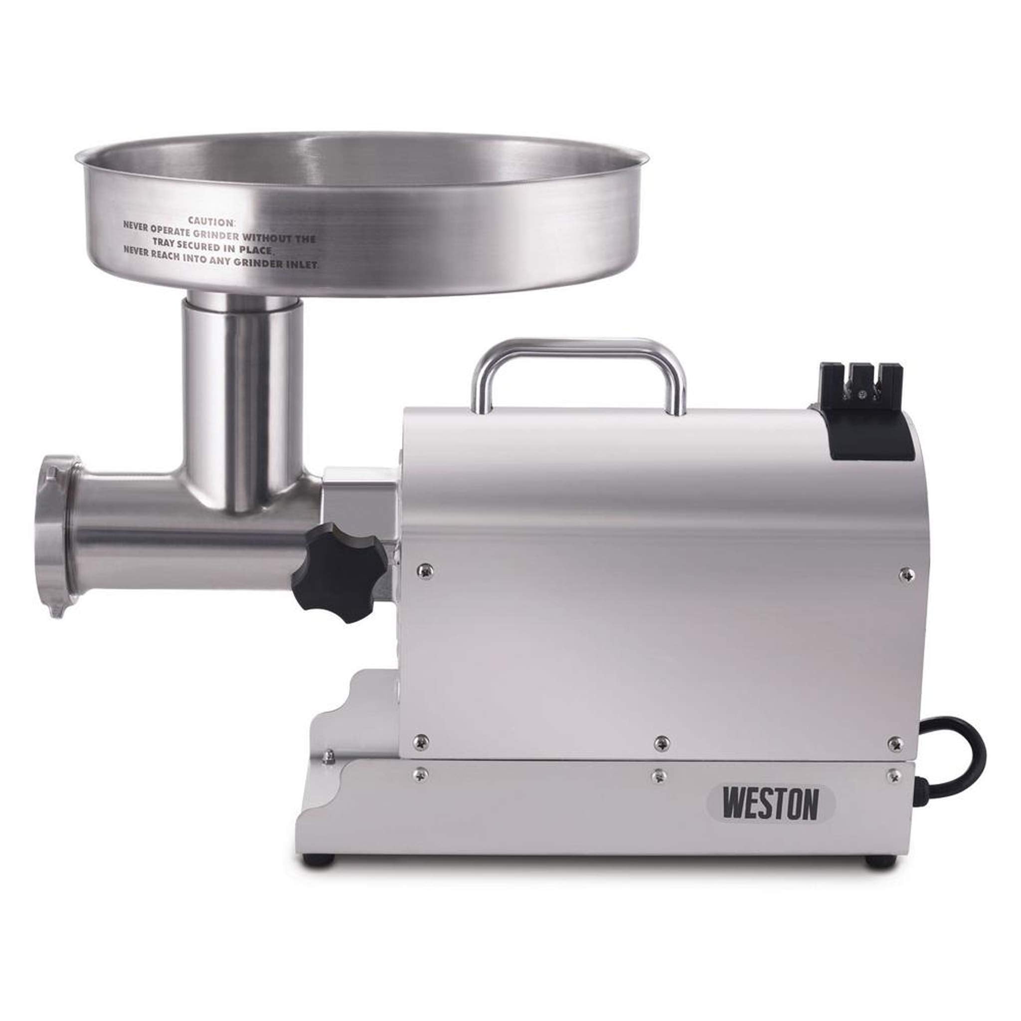 Weston Electric Pro Series Meat Grinder, Commercial Grade, 750 Watts, 1 HP, 9lbs. Per Minute, Stainless Steel (10-1201-W)