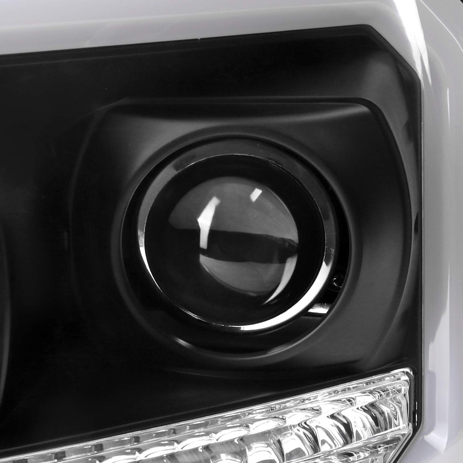 Black LED Tube Projector Headlights SPEC-D TUNING Compatible with 2004-2008 Ford F-150, 2006-2008 Lincoln Mark LT, Left + Right Pair Headlamps Assembly