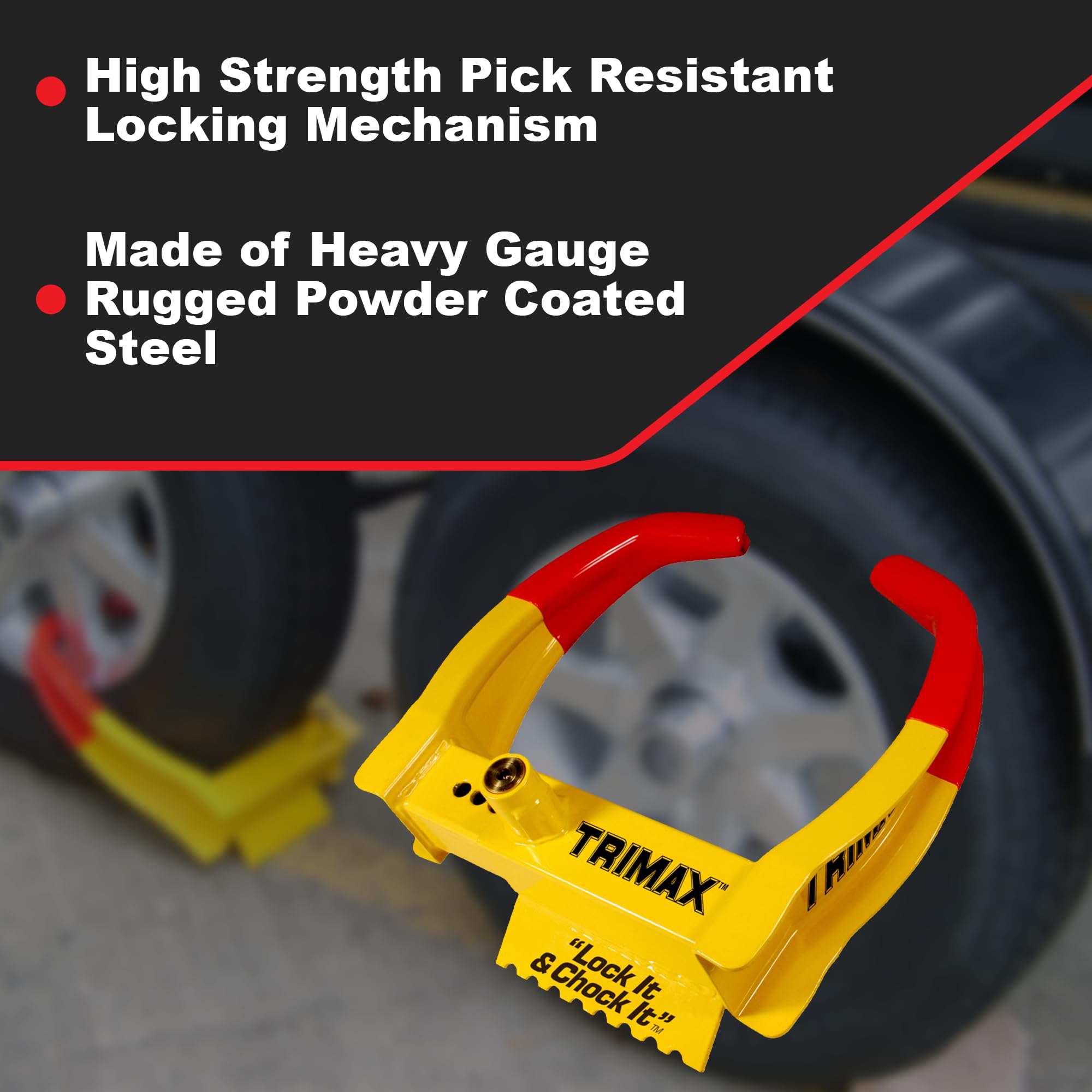 TRIMAX TCL65 - Wheel Lock Trailer - Fits 6"-10.5" Tires - Boot Lock for Trailer, Car, Truck, Boat, ATV, Camper, and More