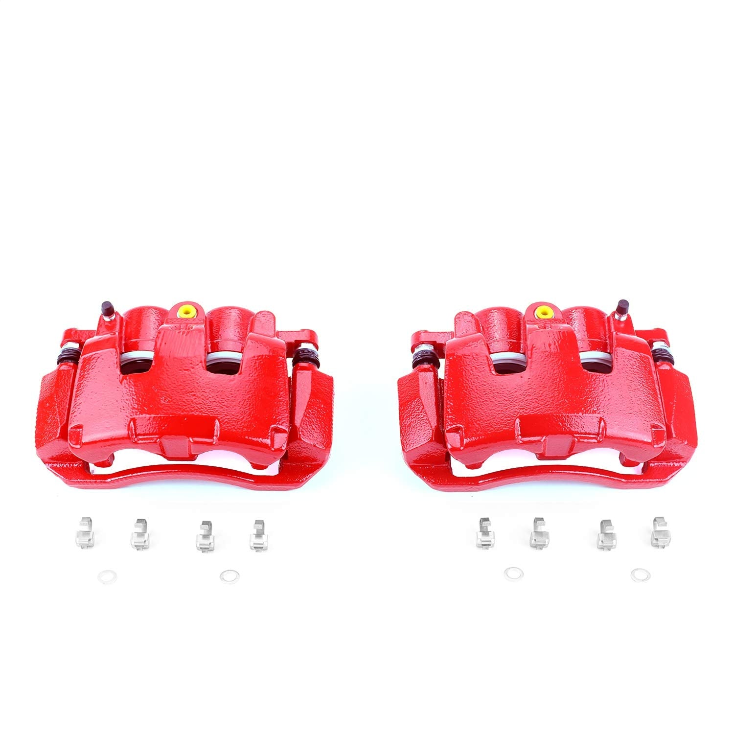 Power Stop S5054 Pair of Front High-Temp Red Powder Coated Calipers For 2007 - 2009 Chrysler Aspen | 2007 - 2009 Dodge Durango | 2009 - 2018 Ram 1500 [5 Lug] | 2019 - 2021 Ram 1500 Classic