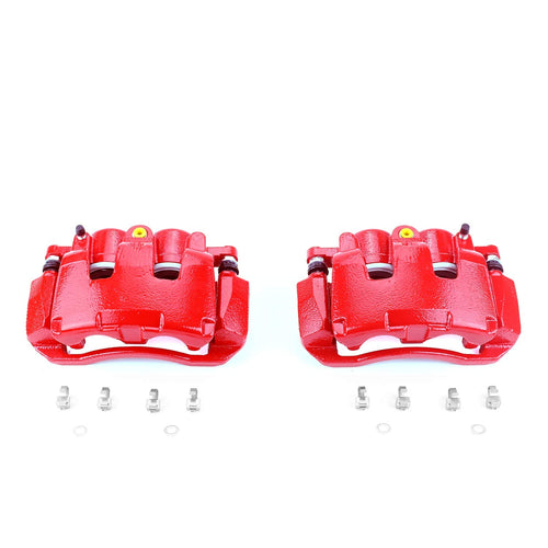 Power Stop S5054 Pair of Front High-Temp Red Powder Coated Calipers For 2007 - 2009 Chrysler Aspen | 2007 - 2009 Dodge Durango | 2009 - 2018 Ram 1500 [5 Lug] | 2019 - 2021 Ram 1500 Classic