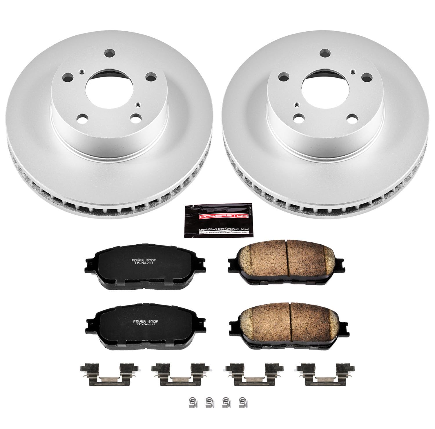 Power Stop Coated Brake Rotor CRK5431 & Ceramic Brake Pads- front For Toyota Tacoma 2005-2015 [Model Specific]