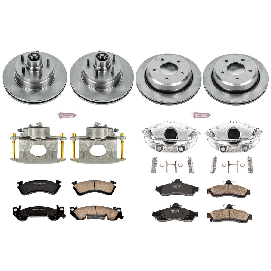 Power Stop KCOE4338 Replacement Autospeciality Front and Rear Caliper Kit- OE Rotors, Ceramic Brake Pads, Calipers For Chevrolet Impala 1994-1996 [Model Specific]
